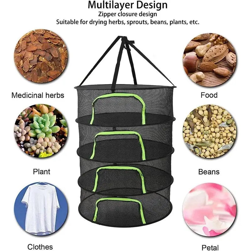 BMBY-Folding Dry Rack Drying Net For Herbs Hanging Basket Dryer Bag Mesh Herb Drying Net For Flowers Buds Plants