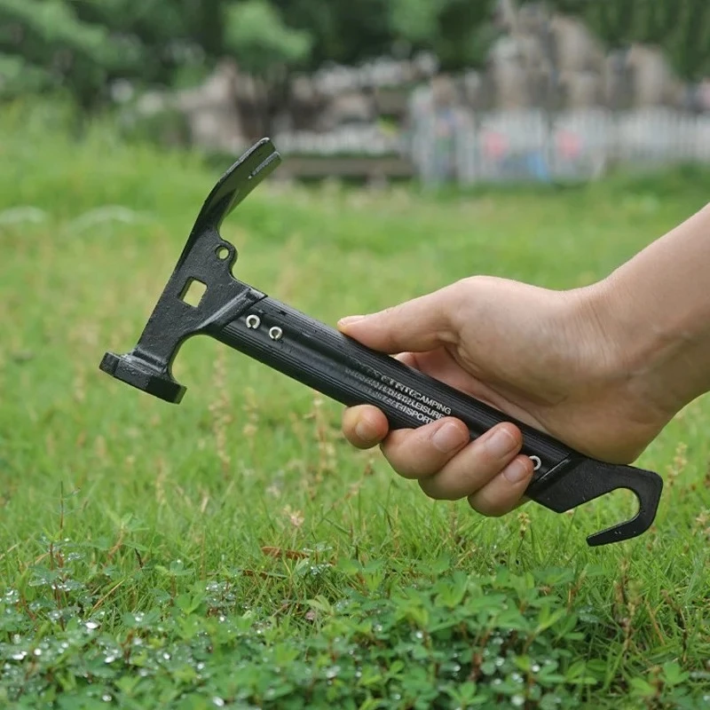 Lightweight Multi Functional Camping Hammer Tent Stake Mallet Heavy Duty Steel Outdoor Multi Tool For Hiking Backpacking
