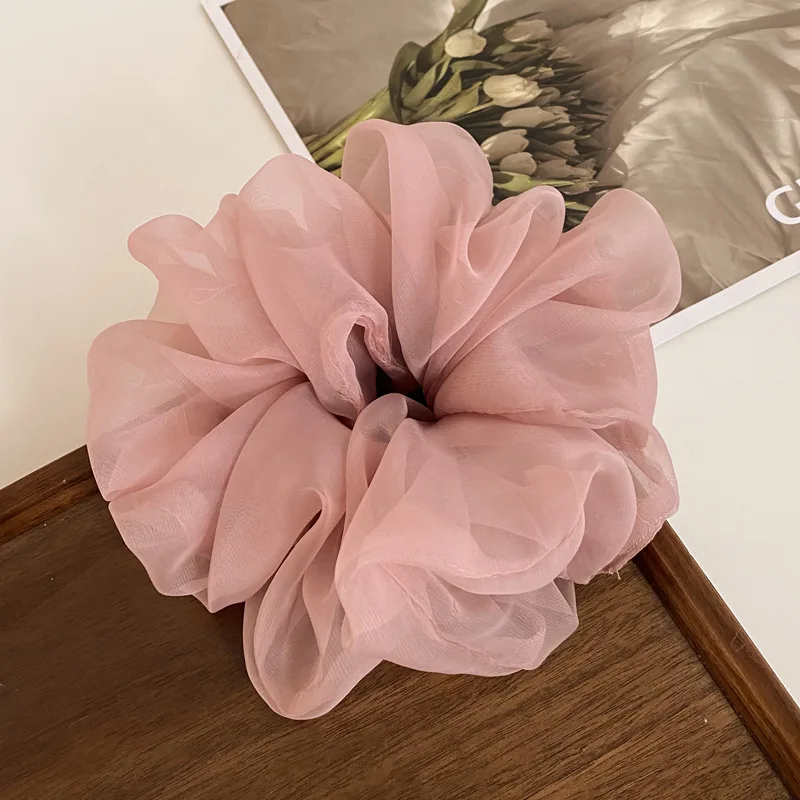 2024 Summer Organza Scrunchies Oversized Korea Large Hair Scrunchie Women Elastic Hair Bands Headwear Chiffon Hair Rope Ties