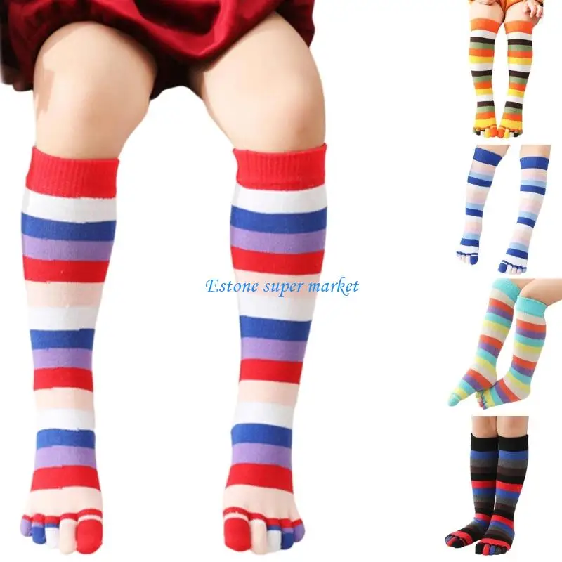 

090B Elastic Long Cotton Socks For Boys Girls Split Toe Construction Cotton Durable Stretch Breathable For Growing Children