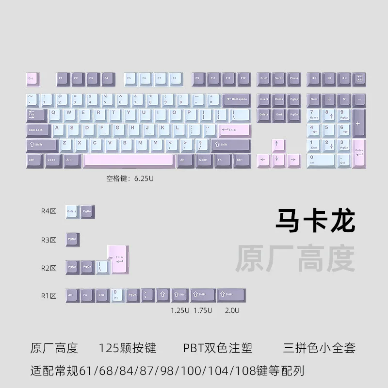 

Macaron mechanical keyboard keycap Sanpin PBT small full set of customized two-color
