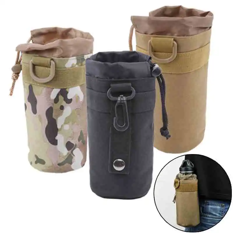 Water Bottle Bag Outdoor Camping Hiking Drawstring Water Bottle Holder Multifunction Bottle Pouch Hydration Backpack