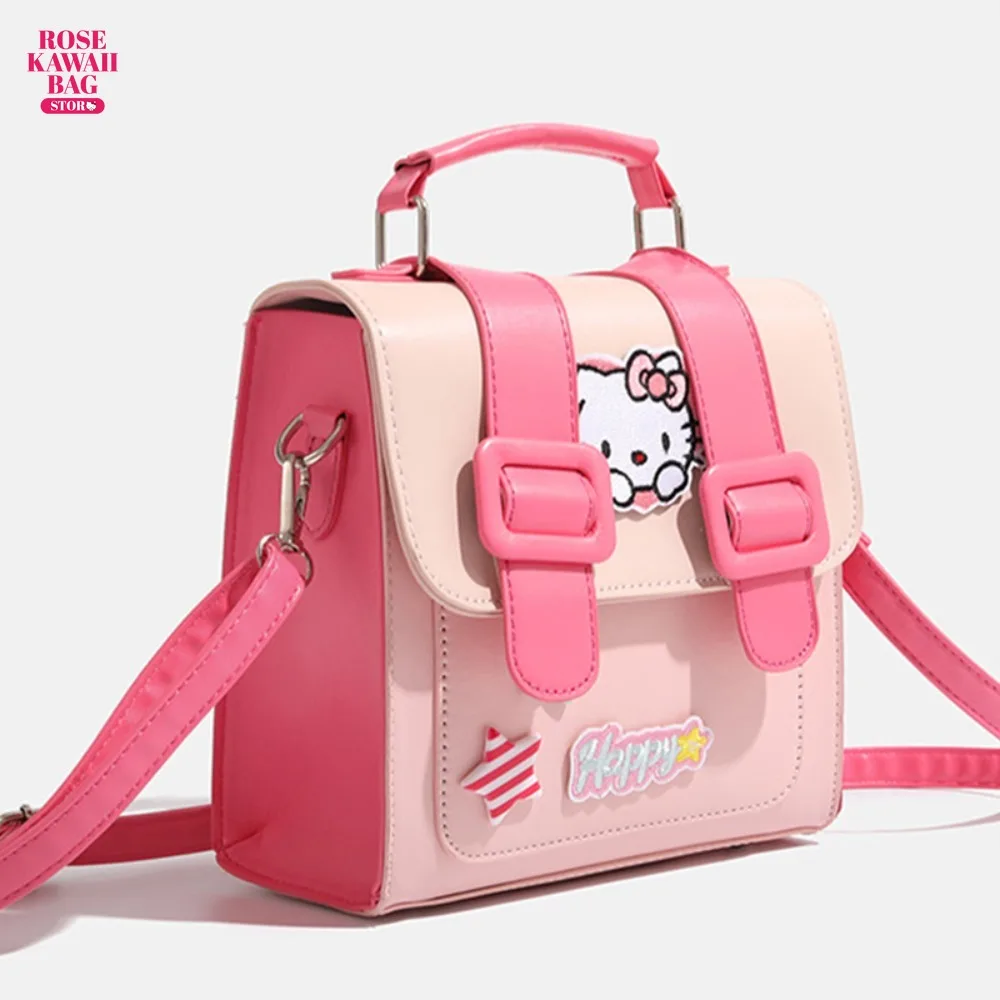 

Hello Kitty Bag Super Sweet Dopamine Cambridge Bag Cute Niche Contrasting Color Backpack Crossbody Square Bag for Girls Gifts