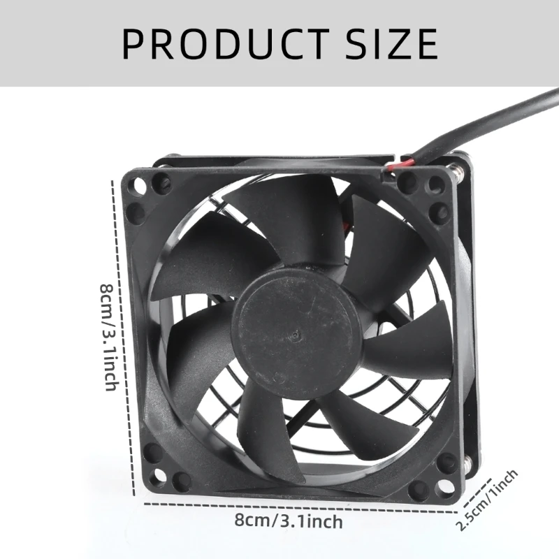 Adjustable Thermostat USB Cooling Fan for AV Cabinets 80mm, Enhances Air Circulation In Enclosed Spaces