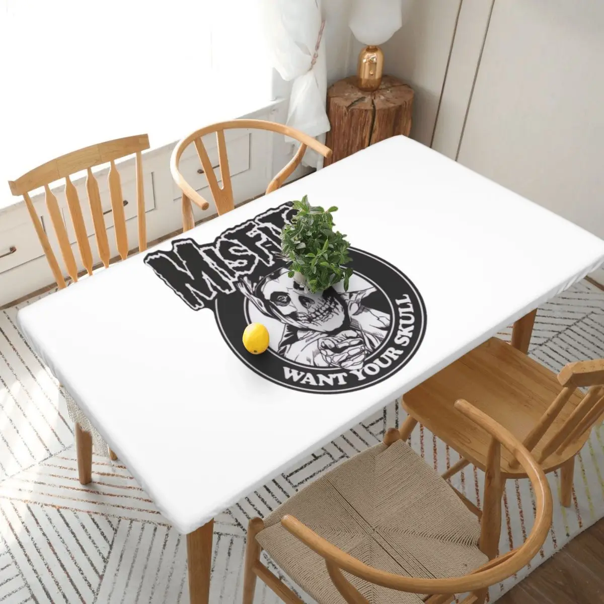 Misfits Skull Custom Rectangular Tablecloth Waterproof Table Cover for Dining Events Table Cloth