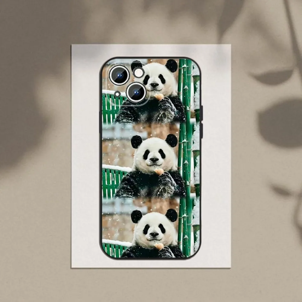 fubao panda  Phone Case Phone Case For Apple iPhone 15,14,13,12,11,XS,XR,X,8,7,Pro,Max,Plus,mini Silicone Black Cover