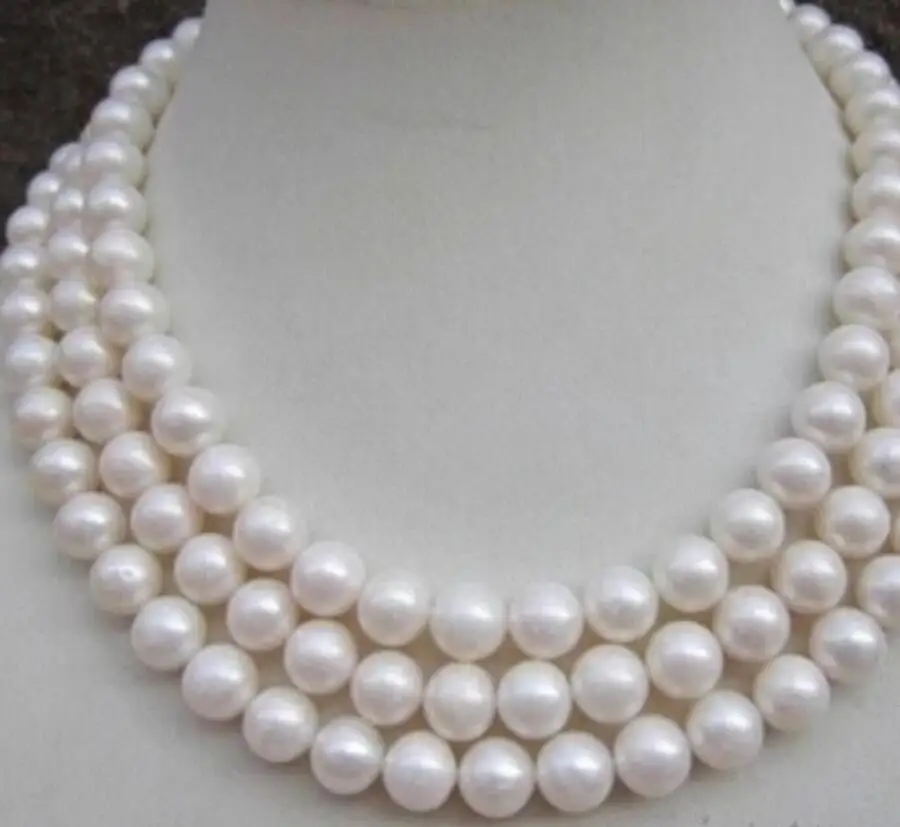 

9-10MM AAA NATURAL PERFECT ROUND SOUTH SEA WHITE PEARL NECKLACE 50inch