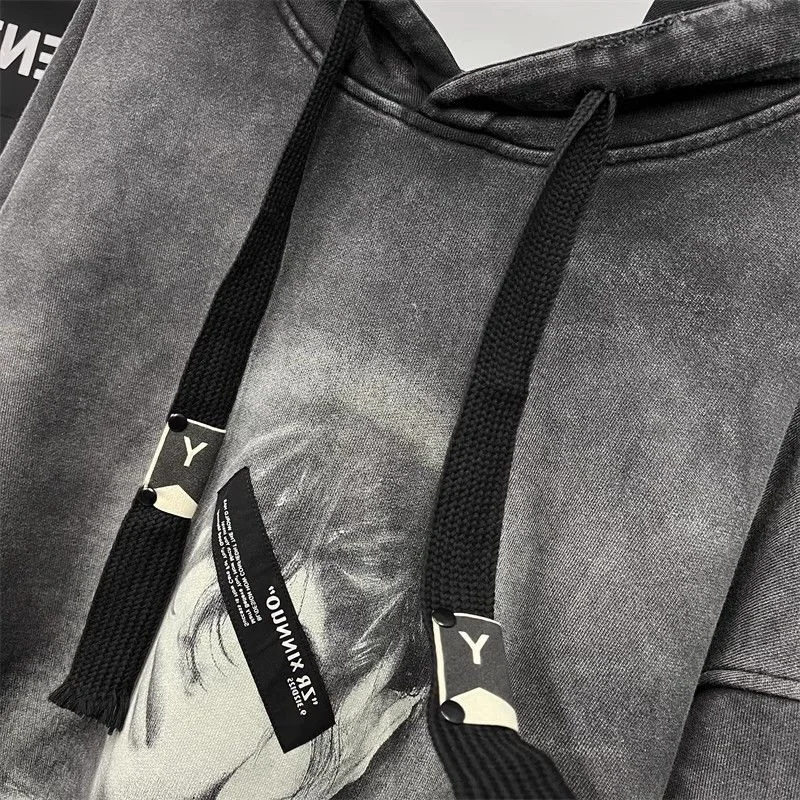 Plus Size 150kg American Vintage Women Hoodies High-end Design Print Autumn Winter Hooded Sweatshirts Aesthetics Art Lady Hoody