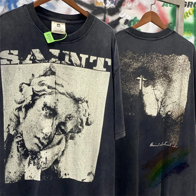 Saintal-男性と女性のためのTシャツ,ユニセックスの高品質の生地トップ,2024ss