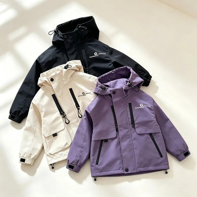 RAISE 2026 Autumn Chidlren Boys Jacket 2-8Yrs Kids Boys Windbreaker Hooded Jacket Loose Toddler Babys Boys Zipper Outerwear Coat