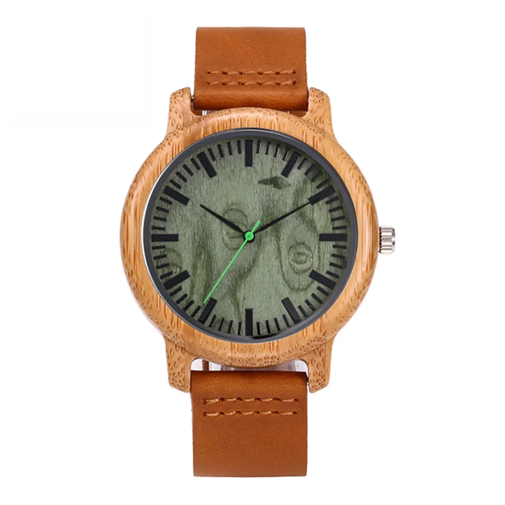 Wood Watch for Men Men's Watches Quartz Glass Bamboo Movement Wristwatch Miss Man