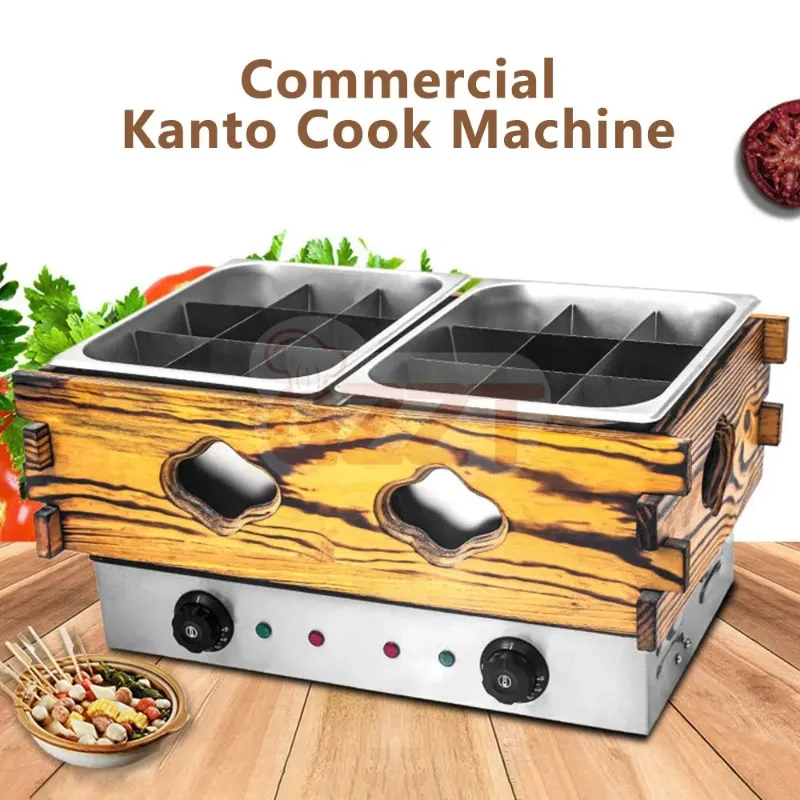 110/220V Kanto Cooking Machine Electric Japanese Oden Machine With 32 Grids Stainless Steel Oden Machine With Wooden Surrounding