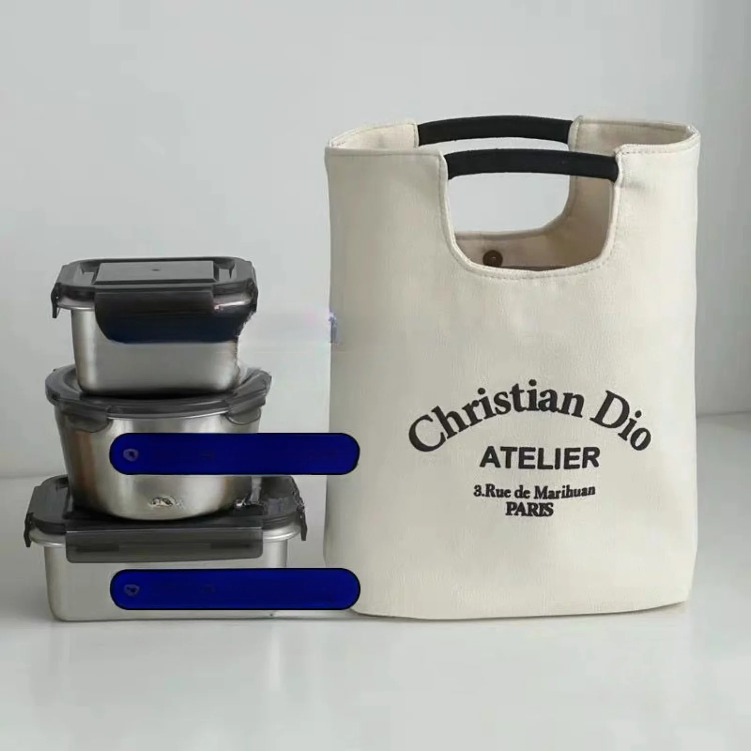 Portable Handheld Tote Bag with Letter Print - High-Capacity for Work & Student Lunch, Casual Stylish Design