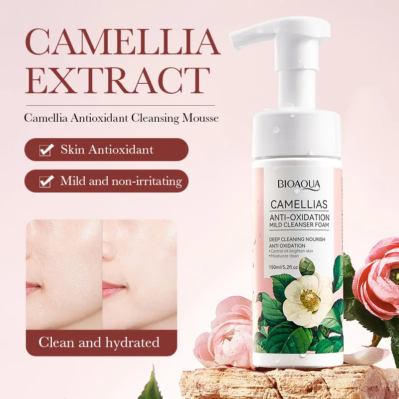 150ml Camellia Antioxidant Cleansing Mousse Skin Antioxidant Mild and Non-irritating Hydrated  Deep Cleansing Facial Cleanser