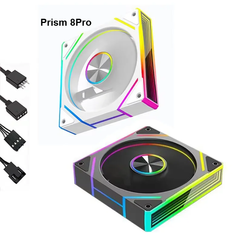 

Prism 8Pro PWM 5V ARGB CPU Cooling Fan 4Pin 12V Smart Speed Control Motherboard Sync RGB Lighting for PC Case/Radiator