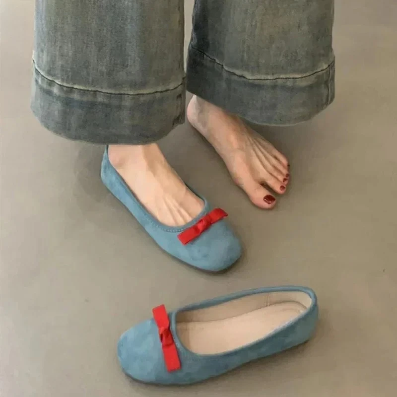 

Spring Autumn Slip On Women Ballet Flat Shoes Fashion Shallow Butterfly-knot Ladies Comfort Soft Sole Mary Jane Shoes