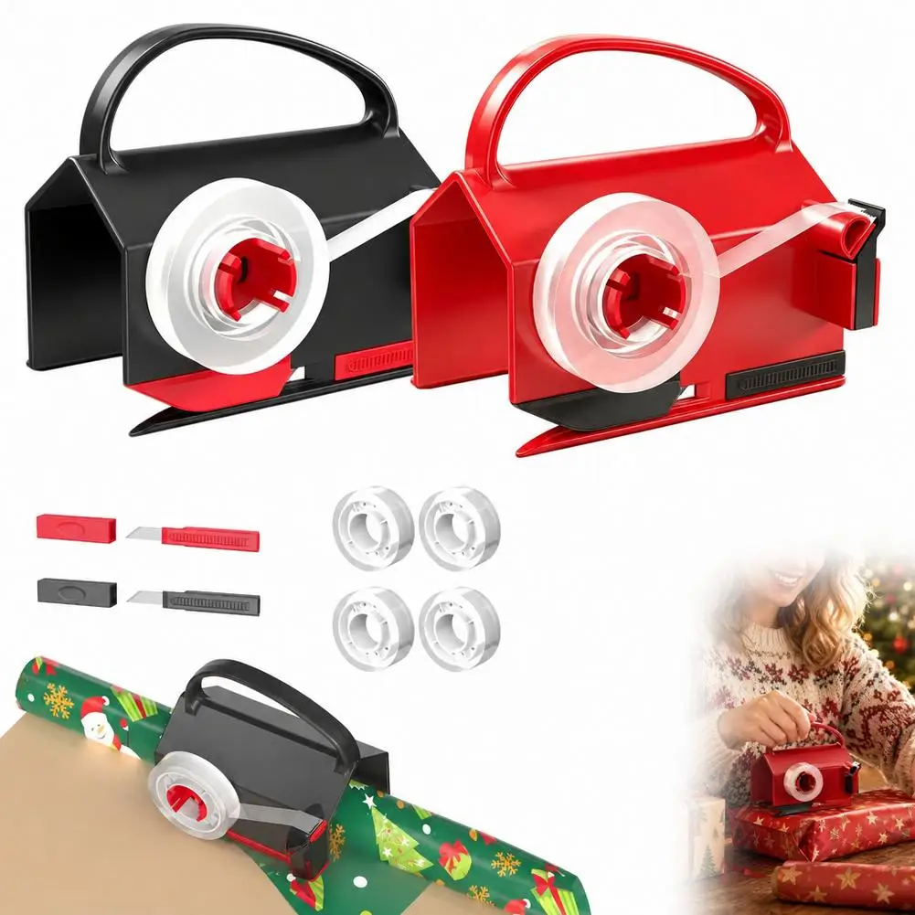 Wrapping Paper Cutter Tape Dispenser Dual Use Wrap Cutter Tool Paper Roll Holder Tube Sliding Easy Cut Straight Sliding Tool