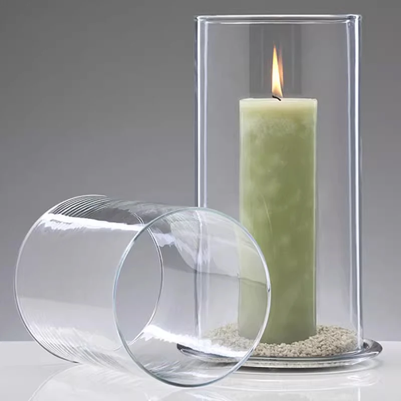 glass Transparent glass cover glass windproof, Buddha butter lampshade base circular candle hollow bottomless windproof candle