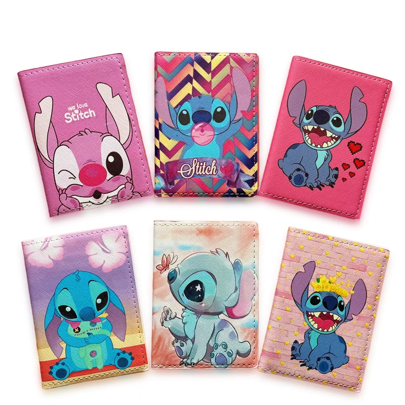 Custodia per passaporto Disney Stitch porta passaporto da viaggio in pelle per uomo porta biglietti da visita per ragazzi con 3 porta carte regalo