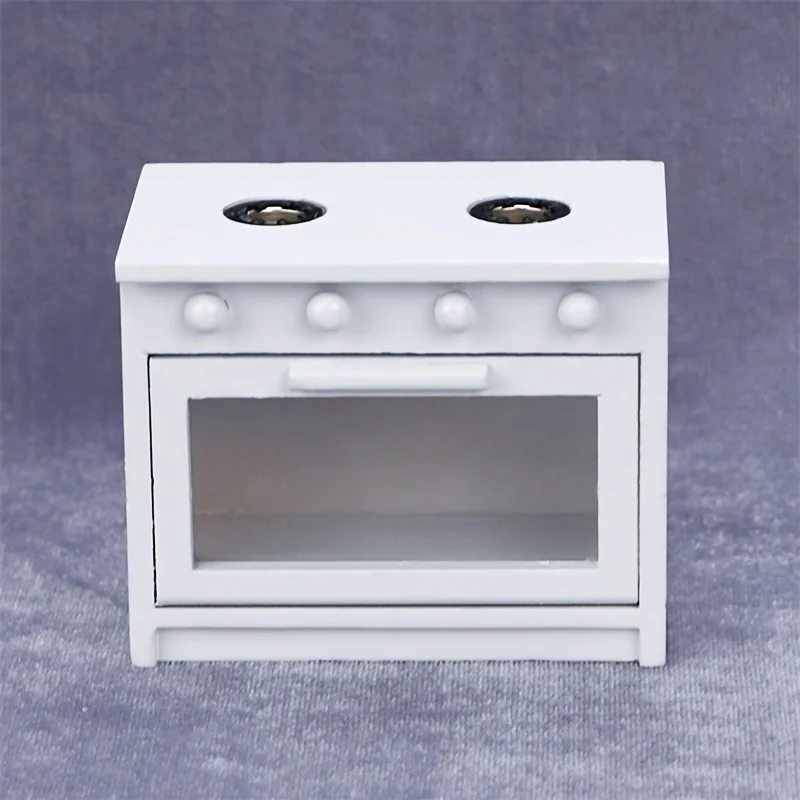 

1pcs Miniature White Wooden Kitchen Stove Cooktop Model Dollhouse Simulation Toys Play Accessories Living Room Decor Gift