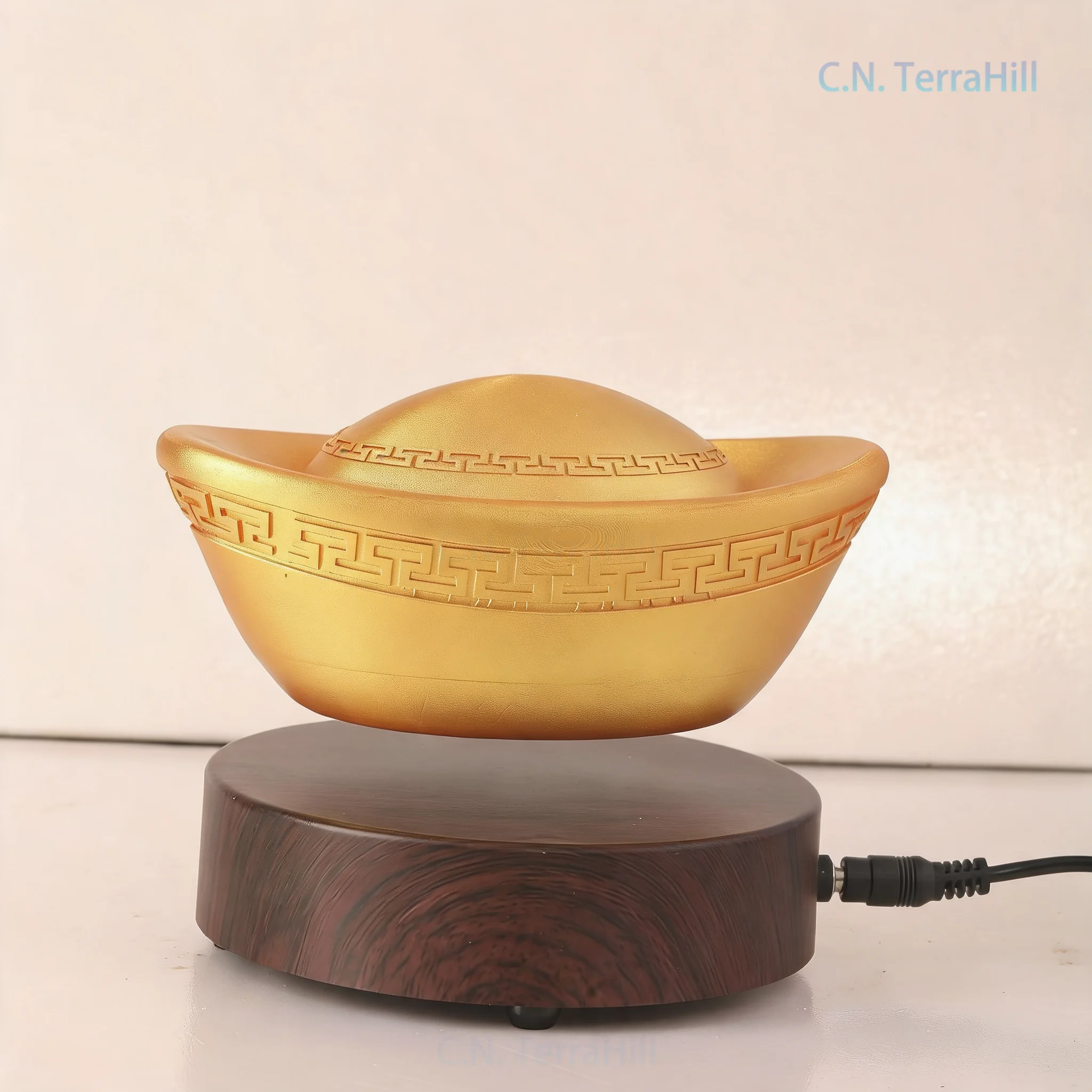 Magnetic Levitation Floating Yuanbao Decorative Craft, Creative Black Tech Money Ingot Ornament for Home Office Desk