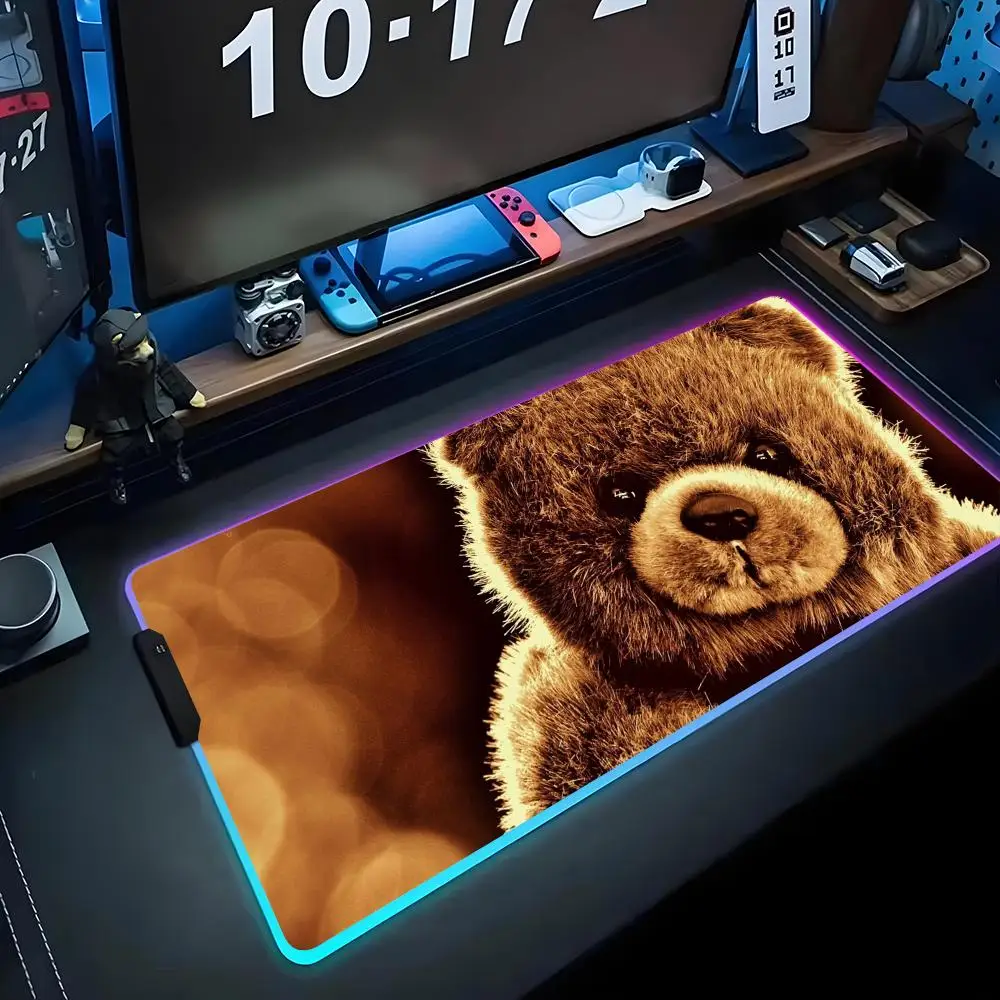 

Коврик для мыши с плюшевым мишкой RGB Gaming Mousepad Большой светодиодный коврик для ПК Настольный коврик Светящийся коврик для мыши Большие коврики для клавиатуры Настольный коврик с подсветкой