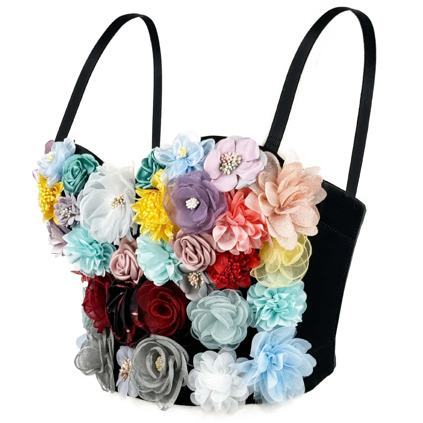 Floral Color Block Bustier Ethereal Short Corset Top with Boning Sweet Sexy Shapewear for Performances Corset Lingerie Underbust