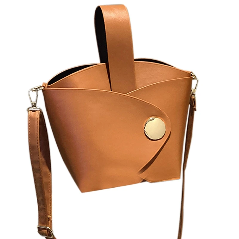 Pu Lederen Dames Messenger Bag Mode Luxe Retro Kwaliteit Eenschouder Emmer Tas Eenvoudige Handtas