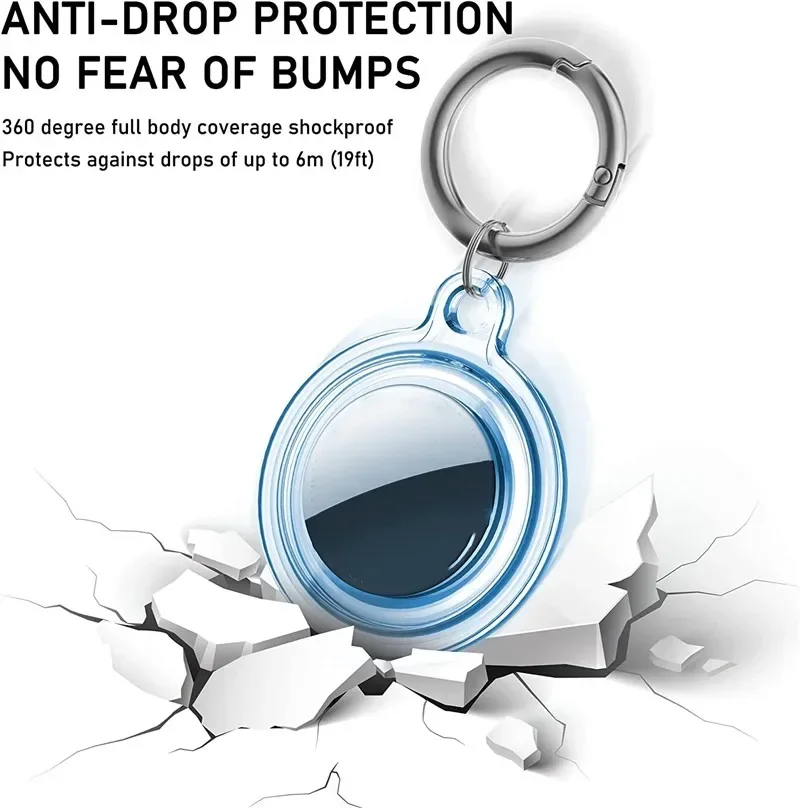 Waterproof Anti-lost Keychain Holder for Apple Airtag Transparent TPU Case Dog Cat Pet Collar Keys Tracker Protective Full Cover