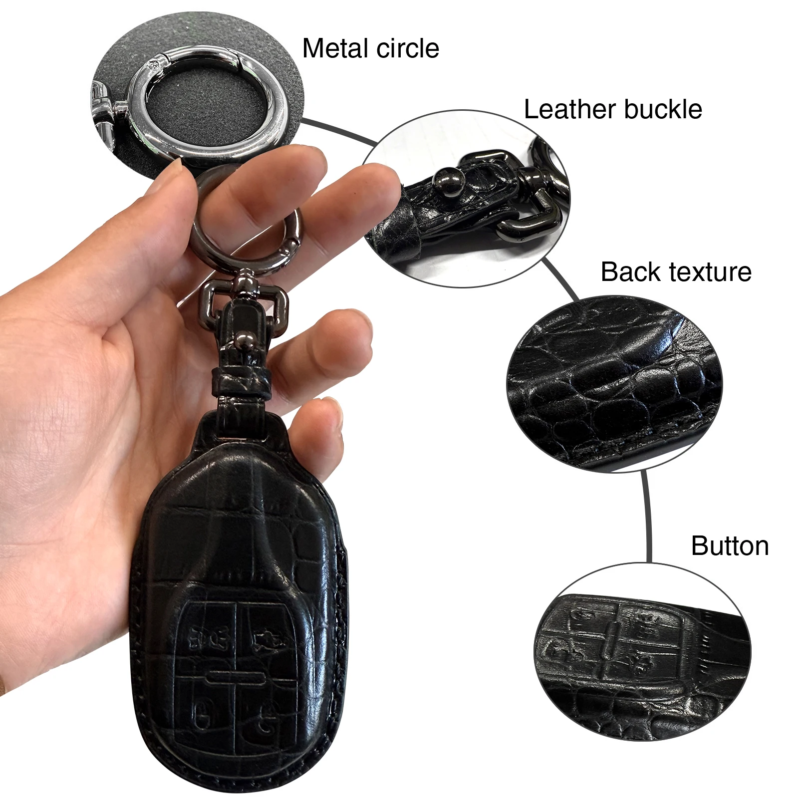 LS AUTO Crocodile Top Cowhide Car Key Cover for Maserati Car Fob Cover Compatible with Maserati Key Fob Cover with Keychain