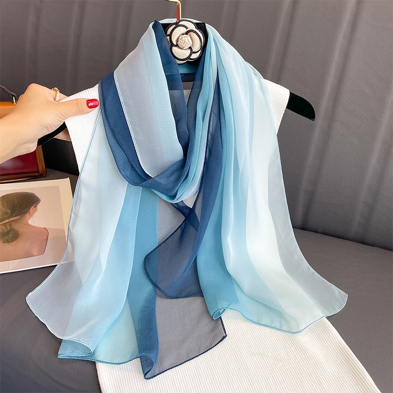 50*160CM Fashion Women Chiffon Gradient Scarf Shawl Luxury Elegant Lady Versatile Sun Protection Decorate Scarves Headscarf