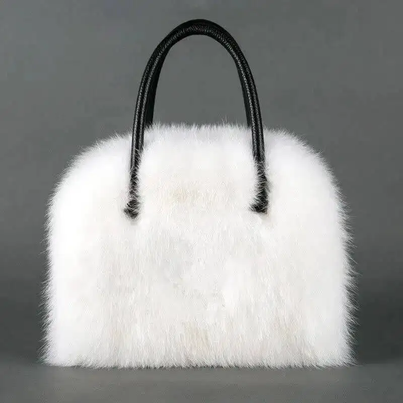 Real Fox Fur Bag Winter Women's Plush Clutch Fashion Raccoon Fur Tote Single Shoulder Bags Crossbody Bags Party Handbag Women
