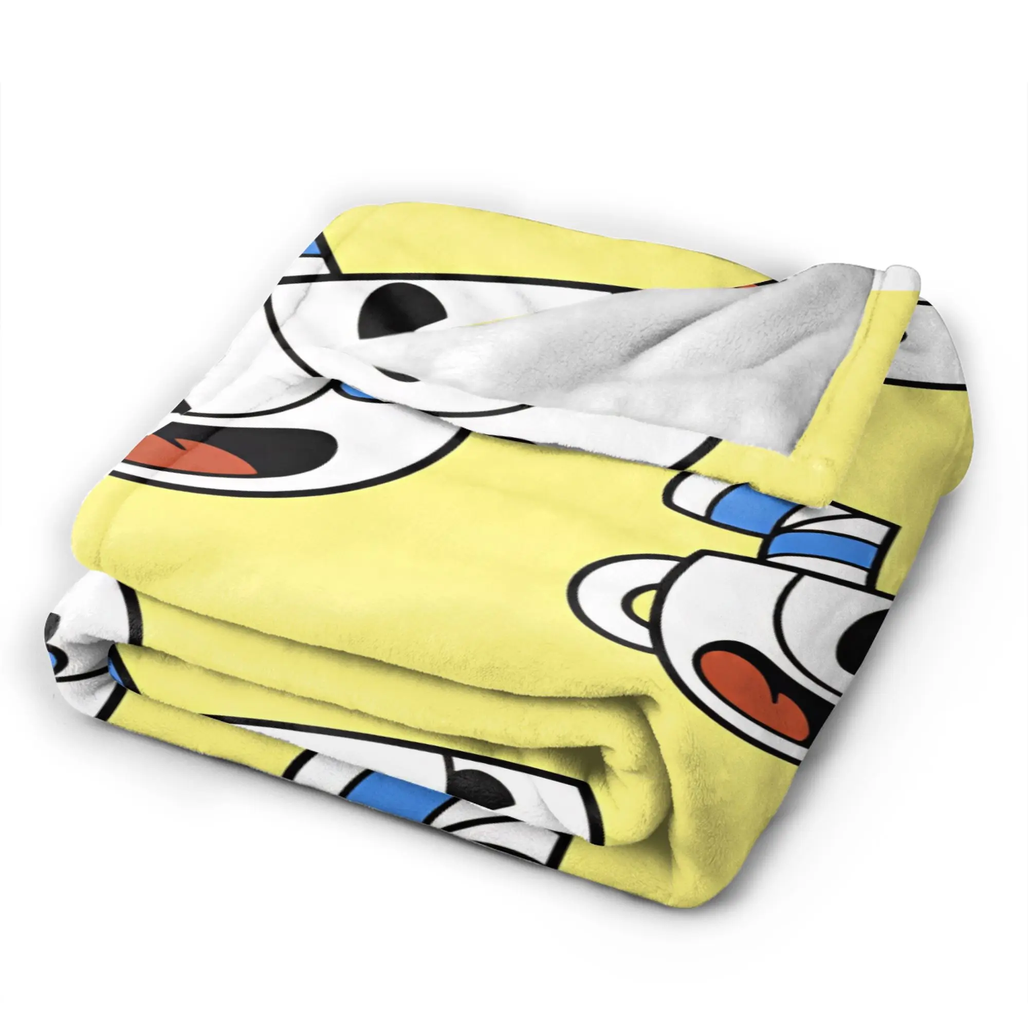 Cup-head Throw Blanket Comfortable Aesthetic Blanket  For Bedroom Travel Car Flannel Bedspread Bed Cover