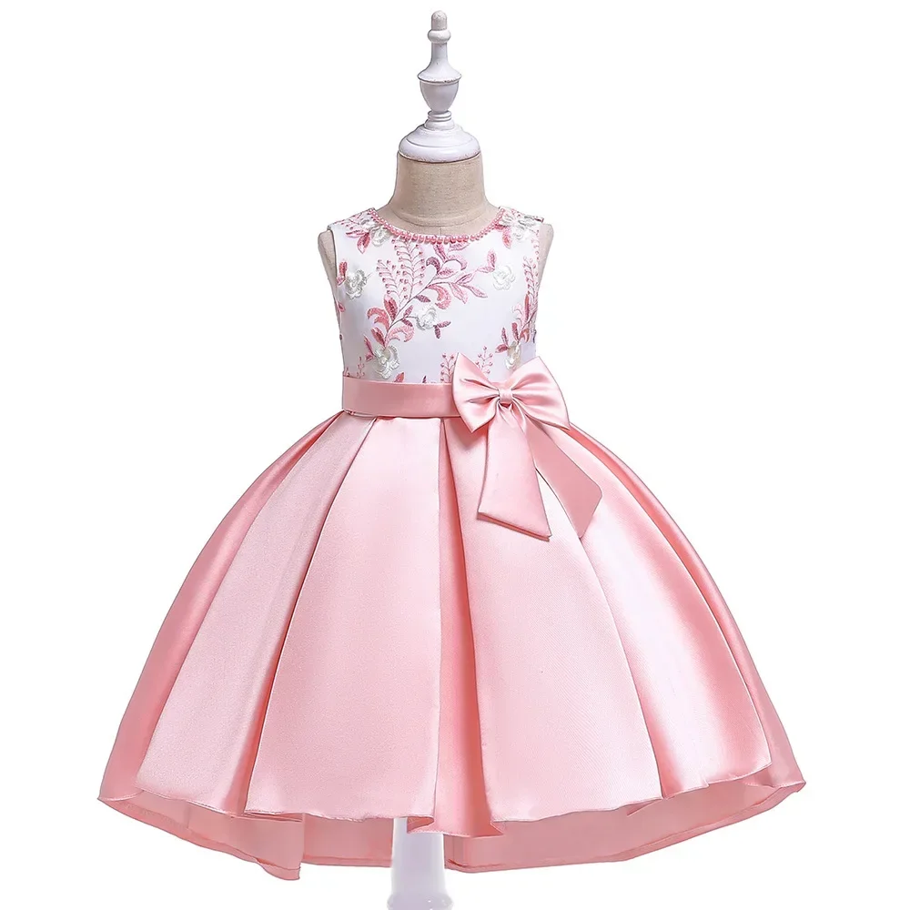 

Fashoin Flower Girl Dresses Lace Mesh Sleeveless Bow Girls Dresses for Party and Wedding Summer Children Prom Dress 4-12 Years