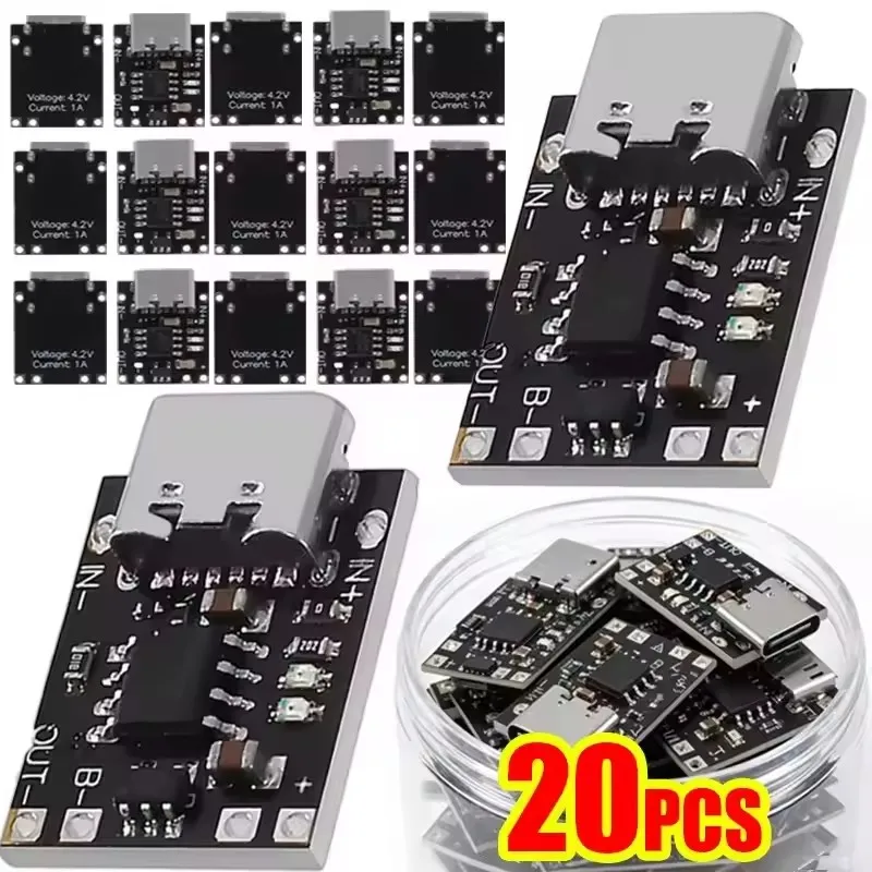 1-20Pcs TP4056 3.7V Lithium Battery Charging Discharging Board With Protection Type-C USB Type C Li-ion Battery Charging Board