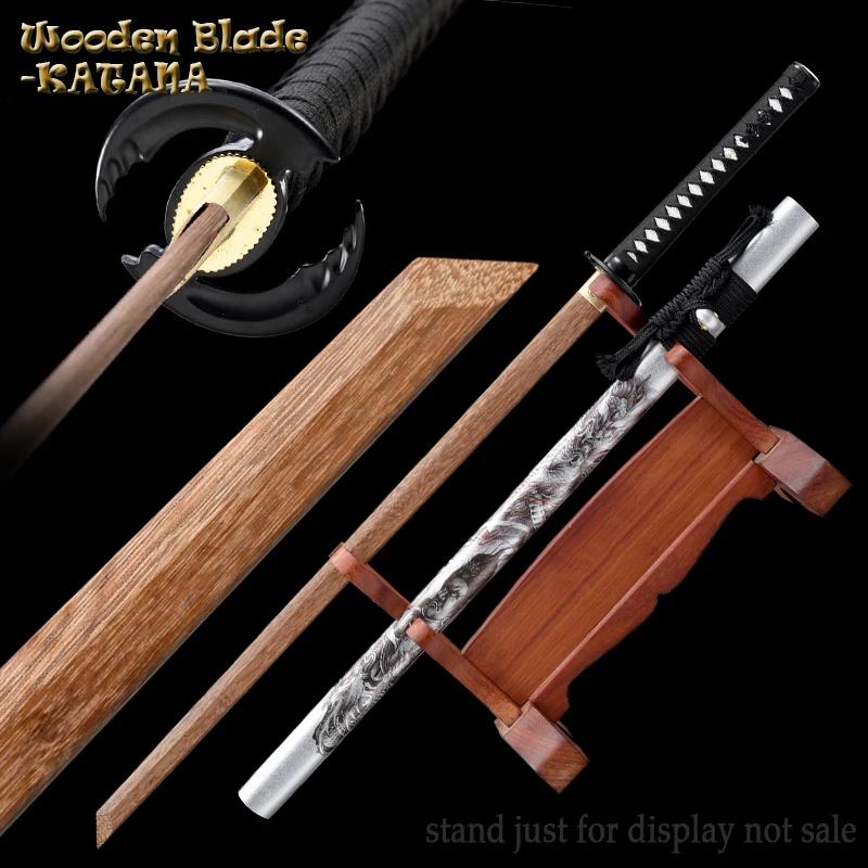 High Quality Handed Wooden Sword, Japanese Katana, Iaido Training Sword, Stage Props,Hard Wood Blade,Tang Sword, Wall Decor