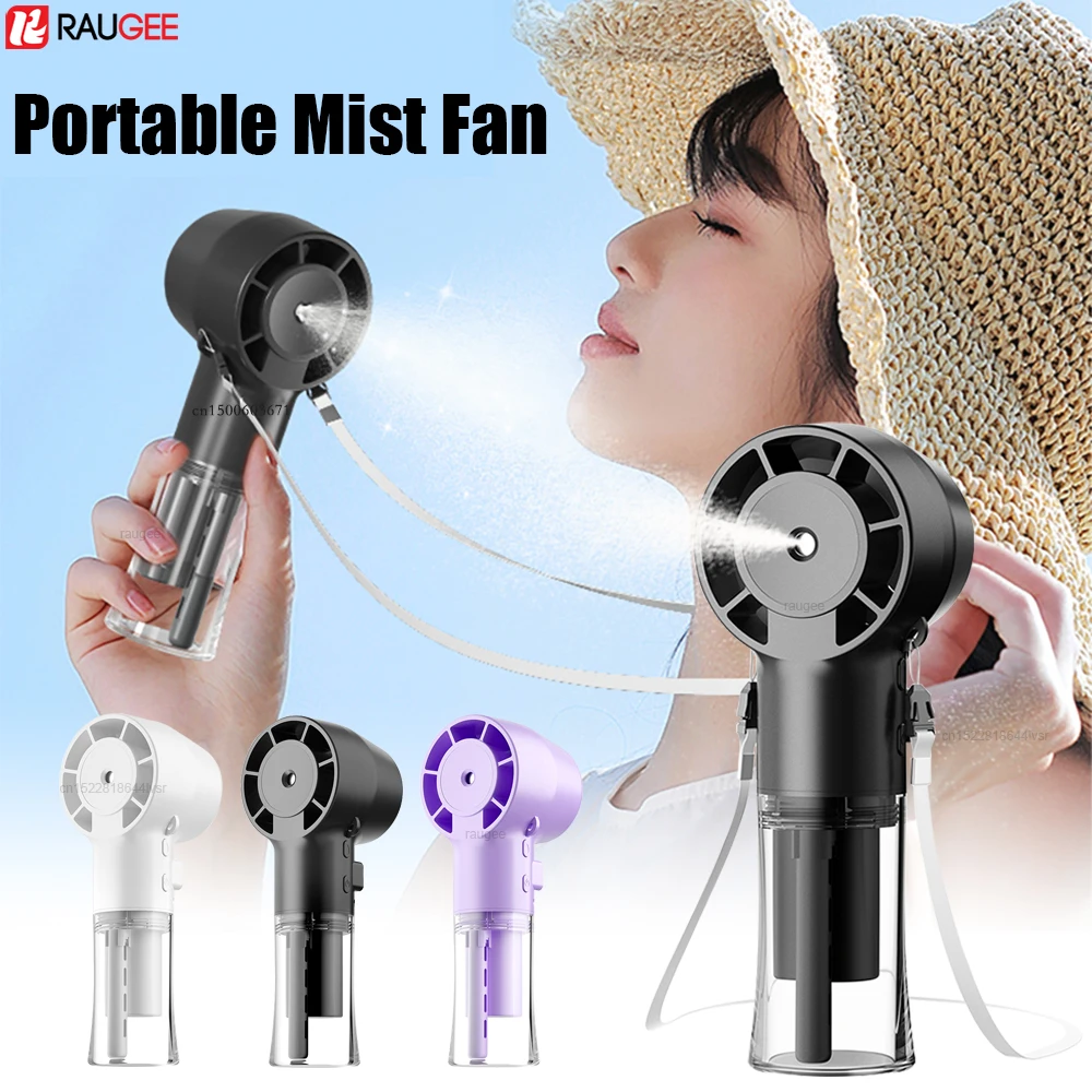 Portable Water Mist Fan Mini Handheld Humidifier Fan USB Rechargeable Mini Water Spray Mist Hand Fan Outdoor Small Pocket Fan