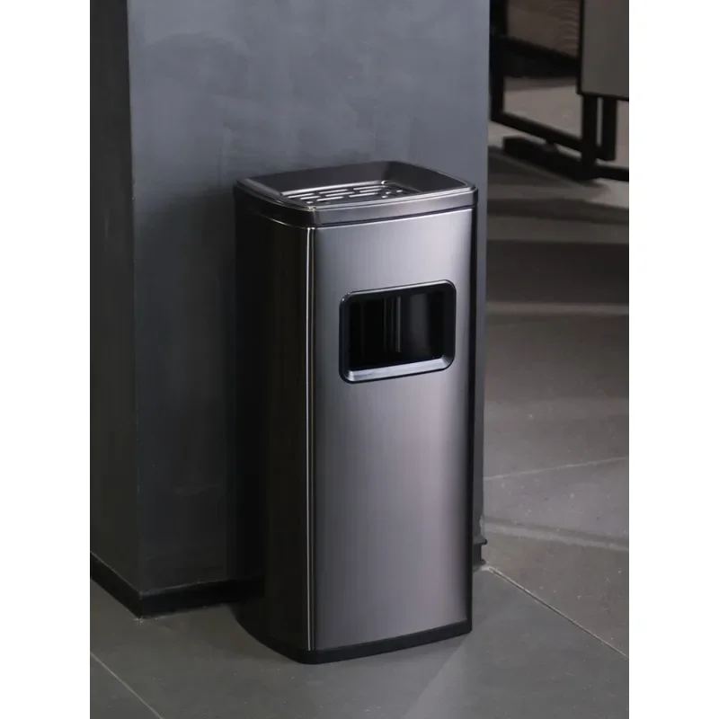 #Stainless steel commercial trash can for hotel and restaurant large-capacity trash can with cigarette butt storage tray