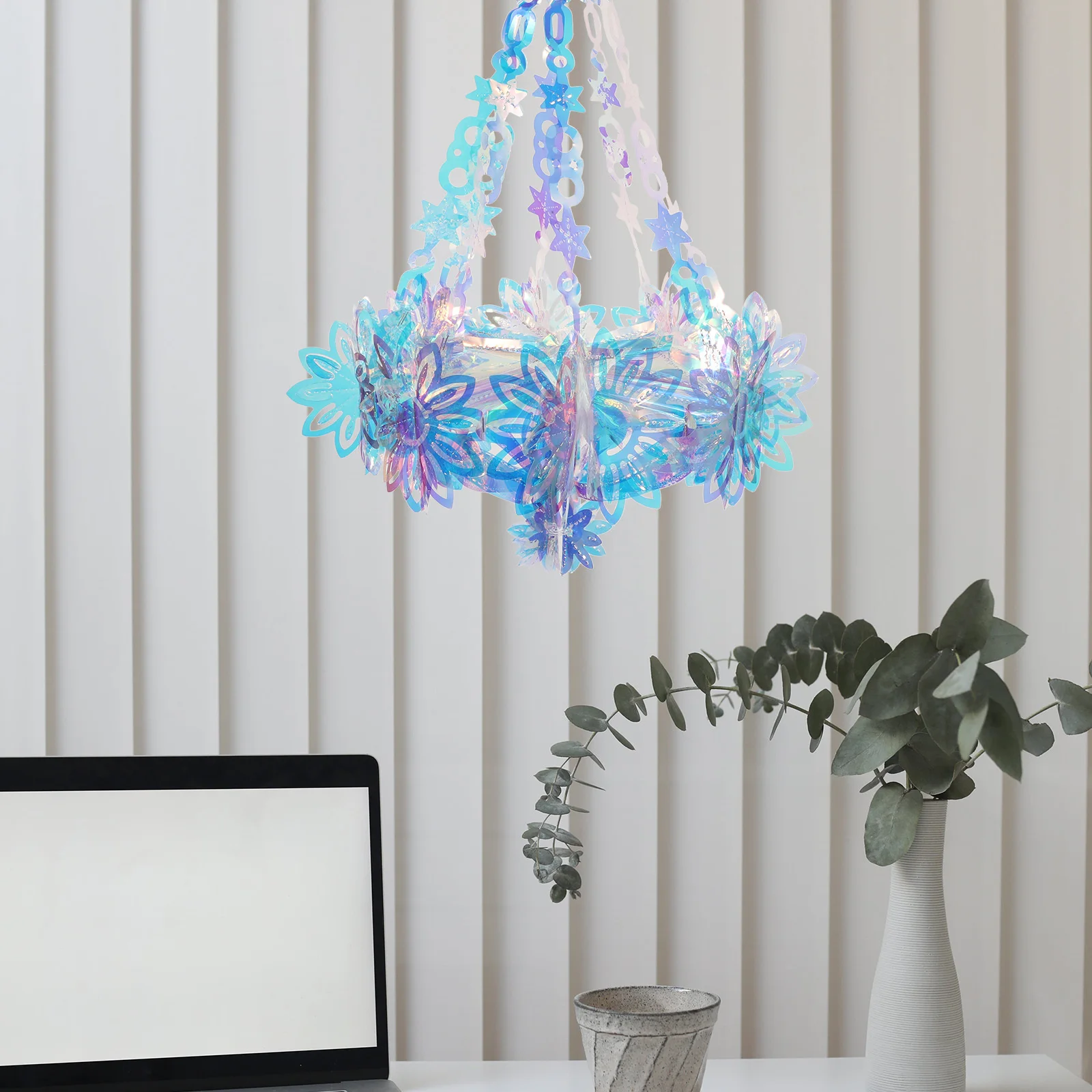 

1pcs Glitter Iridescent Hanging Decorations Rainbow Film Ceiling Ornament For Wedding Birthday Party Valentines Day Iridescent