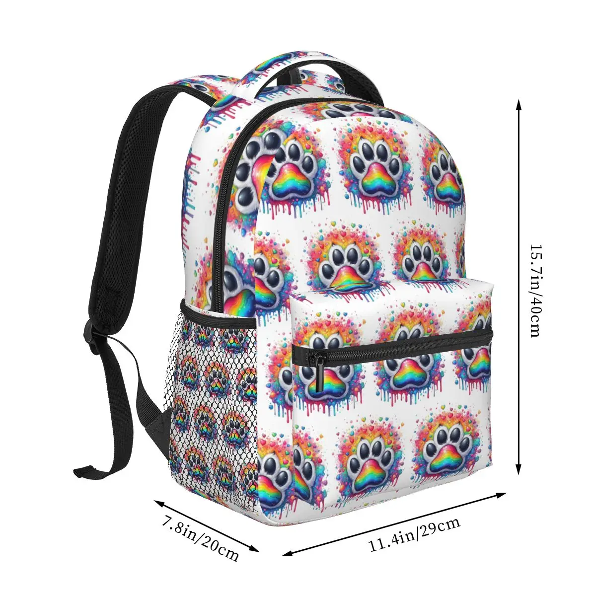 Colourful Paw Backpack Hot Sale Daypack Large Capacity Boys Girls BookBag School Bag Shoulder Bags for Men Women