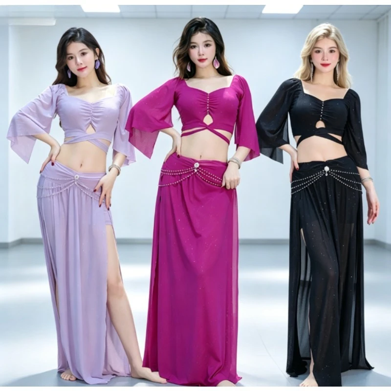 

2026 Belly Dance Outfit Sequined Mesh Breathable Flowy Oriental Dance Performance Costume