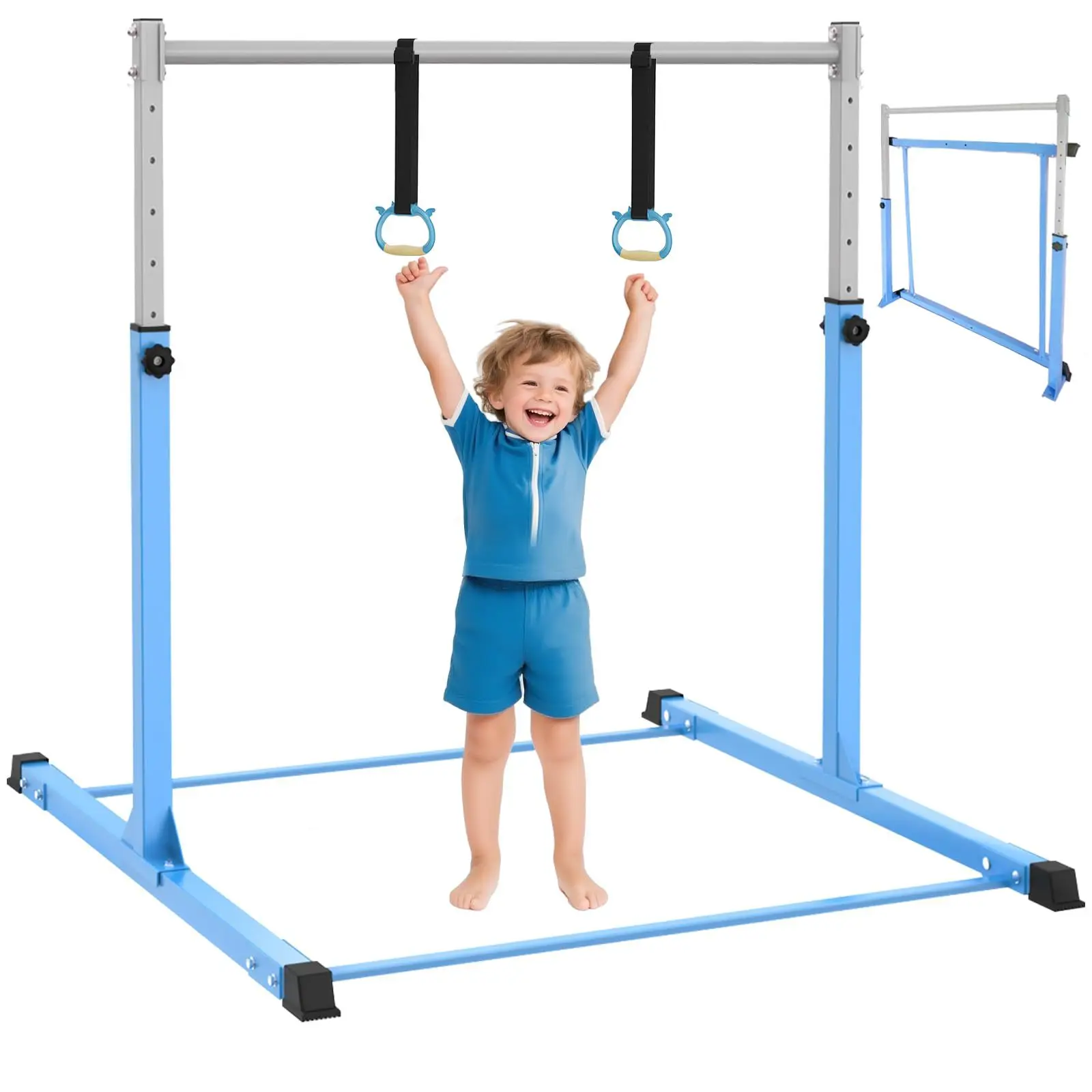 Kids Foldable Gymnastics Bar 3-15 Ages 300Lbs Capacity Home & Gym Training Equipment