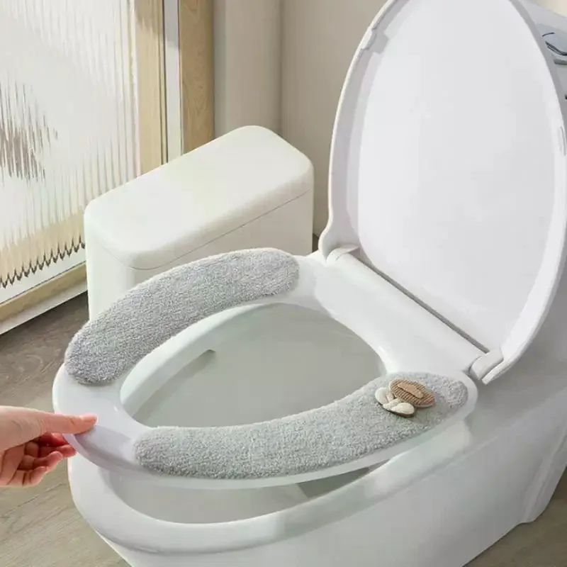Plush Warm Thick Padded Toilet Seat Cover Mat Non Slip Soft Toilet Seat Cushion Bathroom Accessories