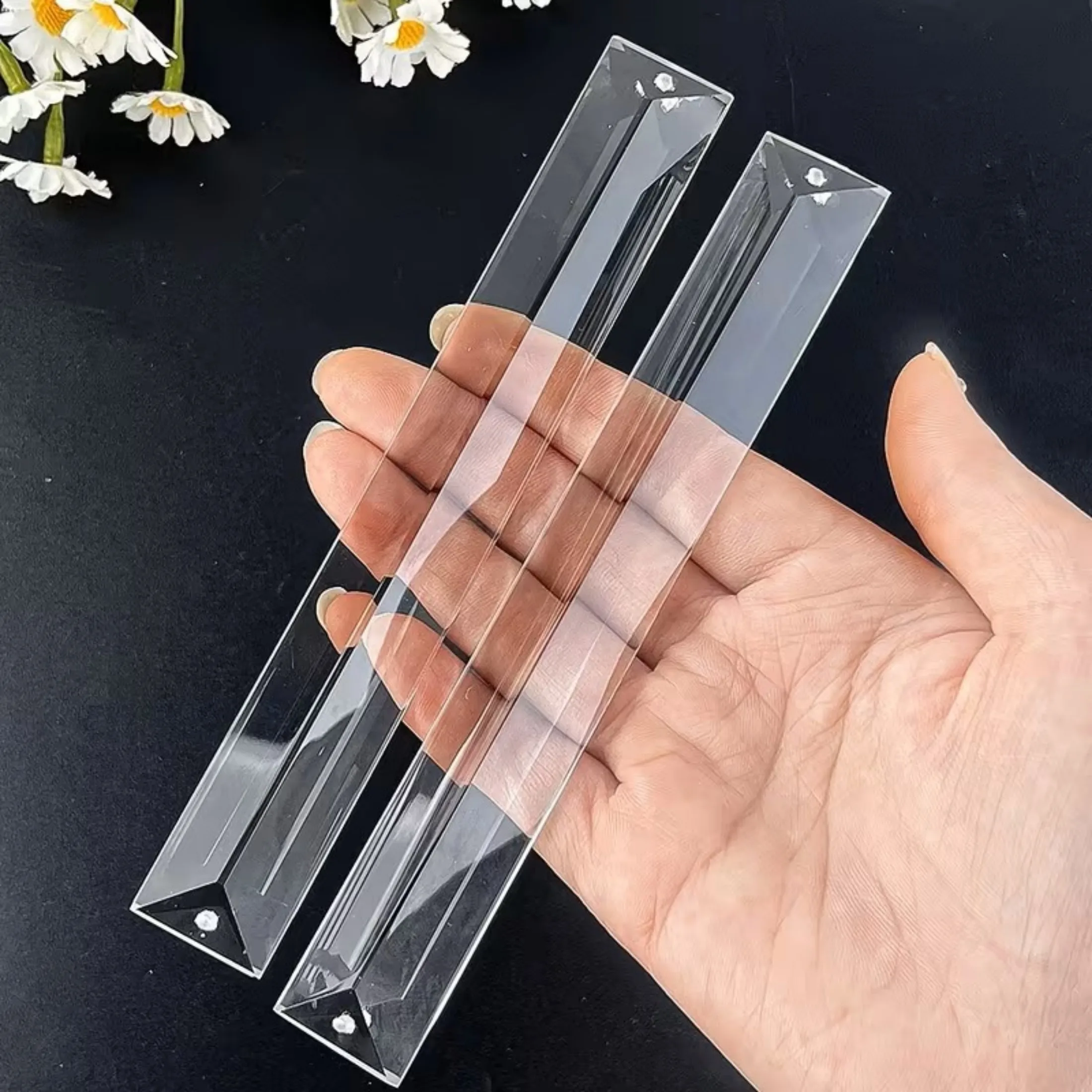 20pcs 15cm Clear Crystal Prism Bar - Sun Catcher & Crystals for Chandeliers, Glass Pendant for Garden, Yard, Home Decor
