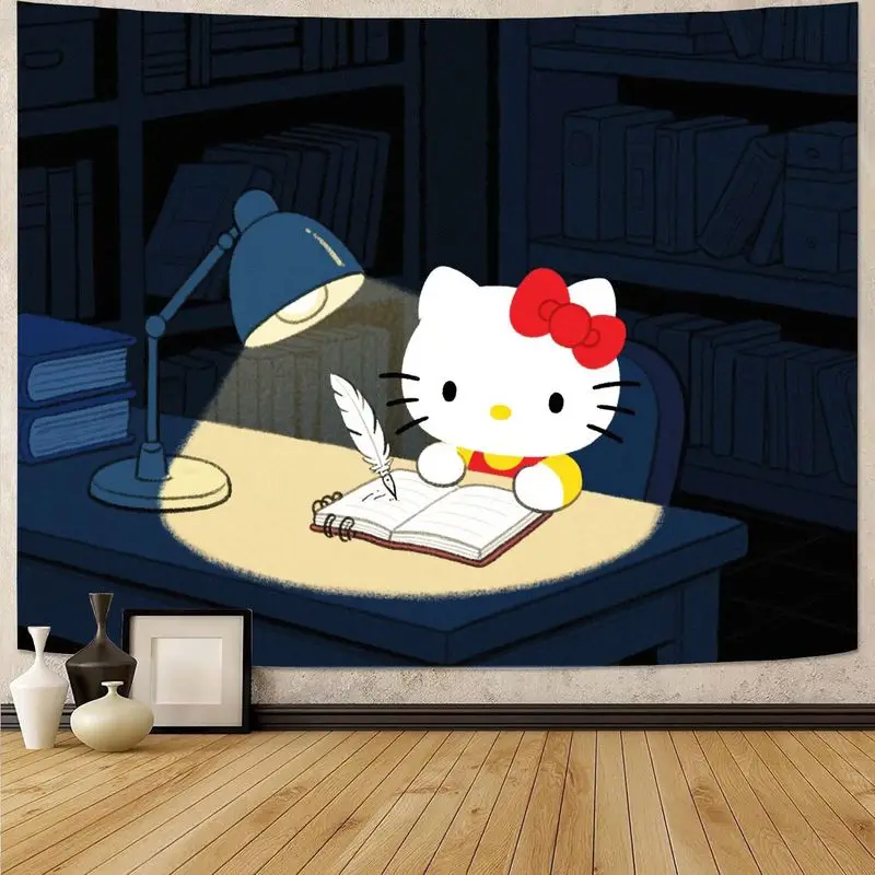 

1PC Sanrio Hello Kitty Cozy Study Tapestry, Kawaii Desk Lamp Writing Wall Art, Polyester Dorm Bedroom Decor for Girls & Fans