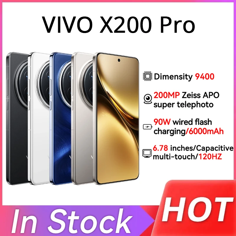 

Оригинальный мобильный телефон Vivo X200 Pro, камера 200,0 МП, 6,78 дюйма, AMOLED, 120 Гц, 6000 мАч, аккумулятор, зарядка 90 Вт, Android, 14,0, размер 9400