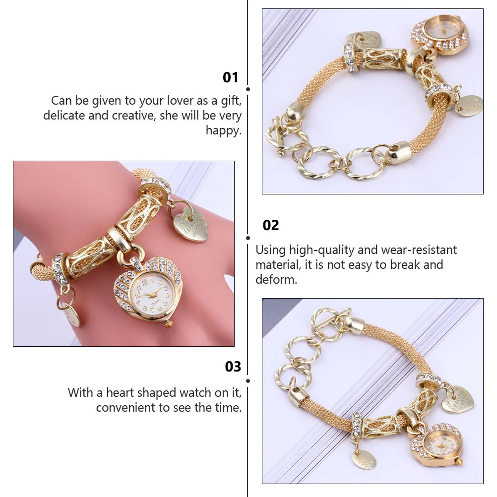 Reloj de pulsera con dijes de diamantes para mujer, pulsera con adornos decorativos de boda, regalo de Festival, joyería de mano elegante