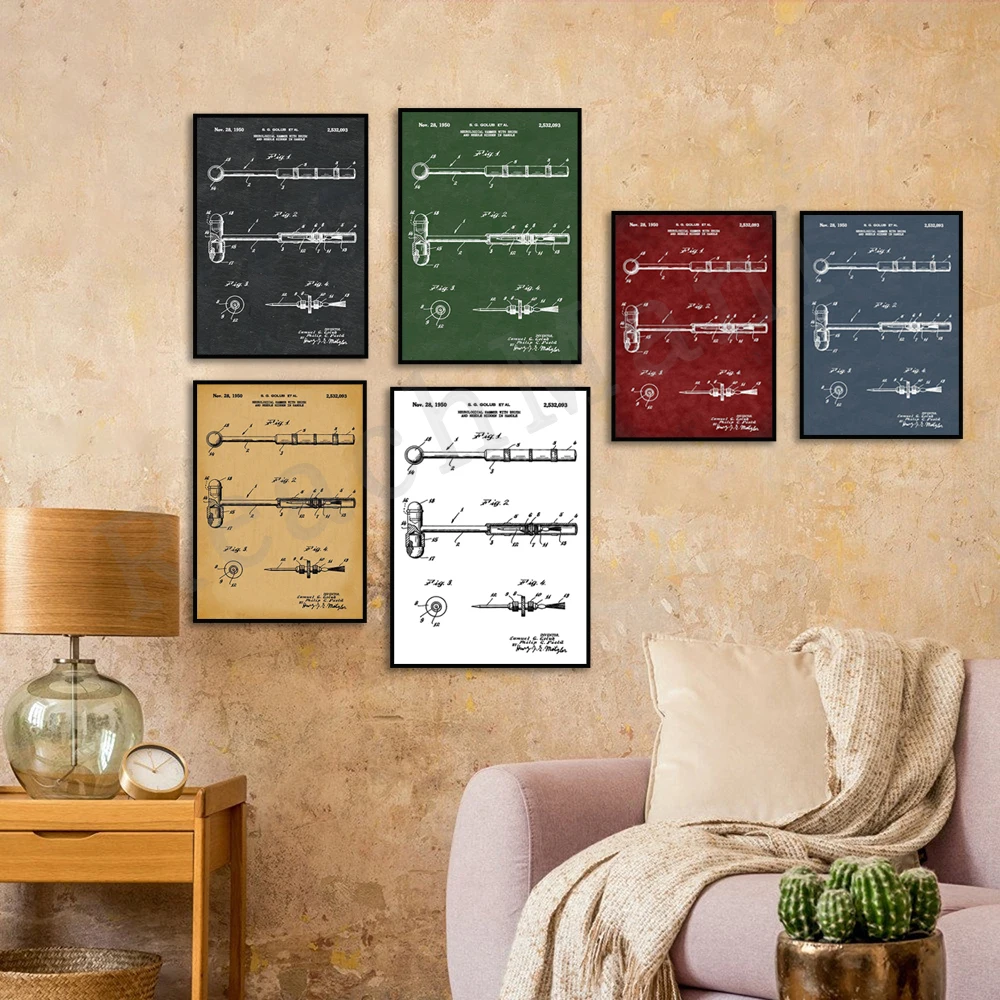 

Nerve Hammer Brush and Needle Patent Typographic Poster Nurse Practitioner Gift Doctor Office Decorative Medical Art