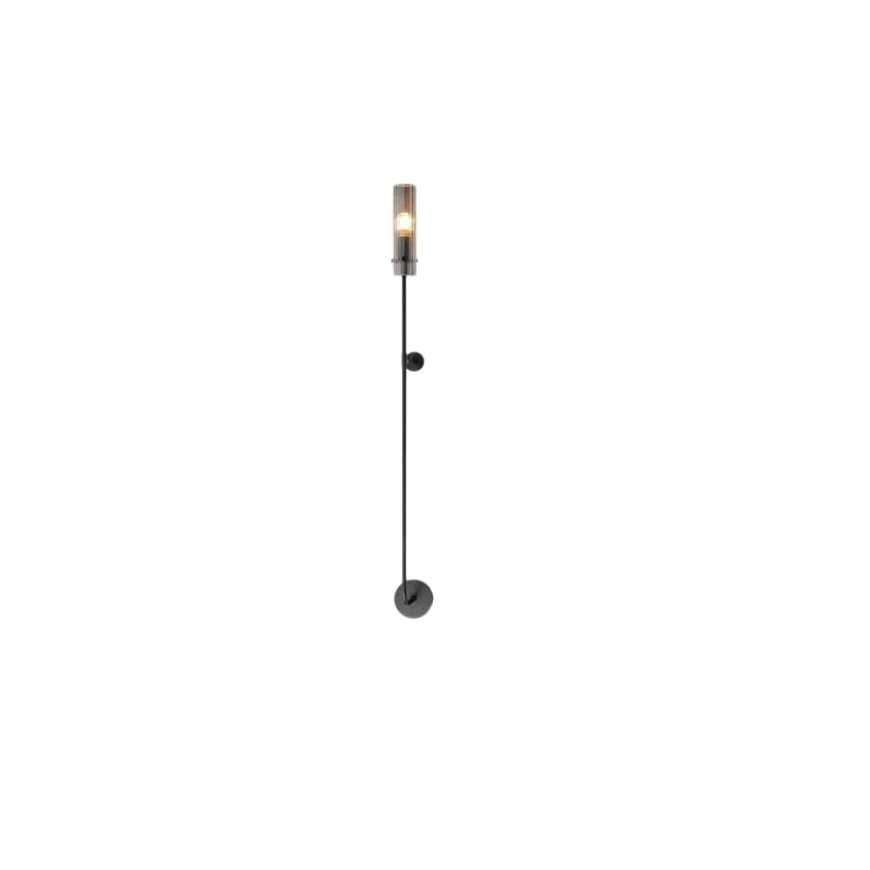 Imagem -06 - Lâmpada de Parede Minimalista Gold Black Copper Vidro Cinza Claro E14 Lâmpada Quarto Foyer Escadas Corrediço Candeeiro Dropshipping