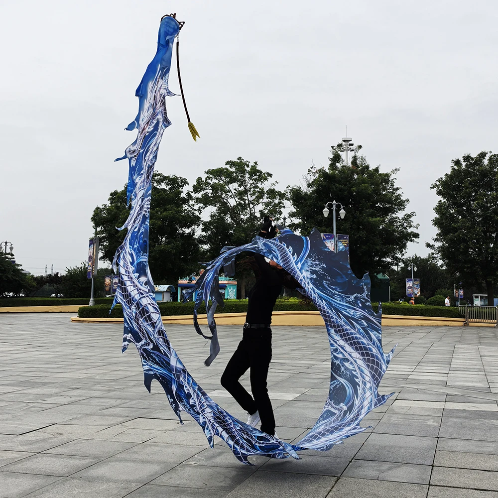 Picture 4: Outdoor Fitness Dragon & Phoenix Poi Set,  3D Dragon Head with Holographic Crystal Blue Wider Body Flowy Kit for Yoga & Exercise